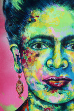 Load image into Gallery viewer, Pinkes Frida Kahlo Gemälde, 50 x 50 cm
