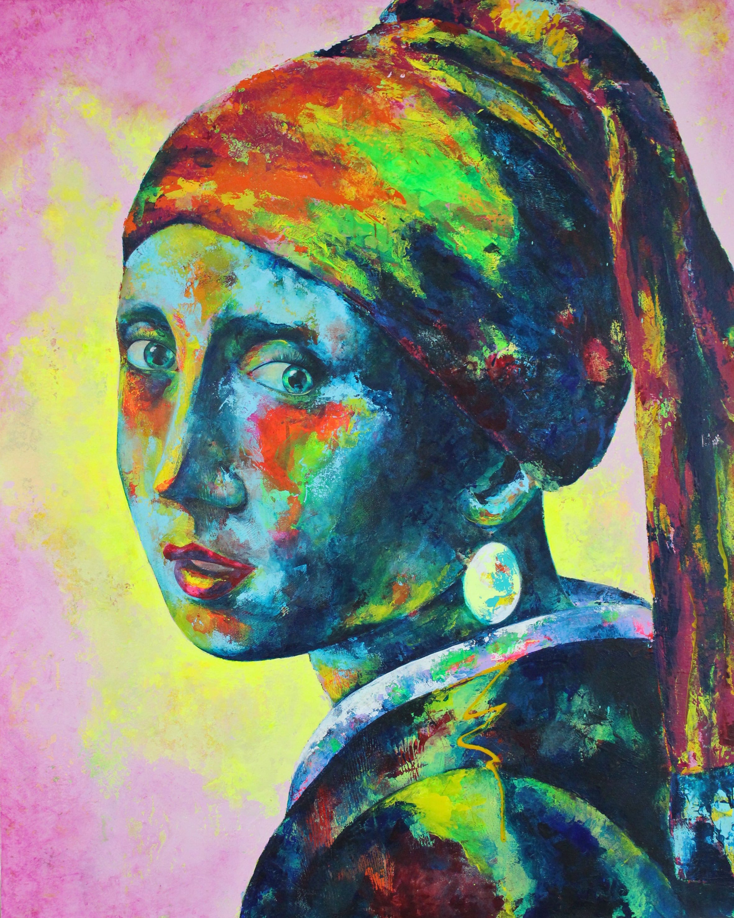 Mädchen mit dem Perlenohrgehänge Gemälde, 100 x 80 cm