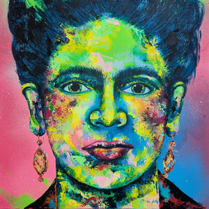 Pinkes Frida Kahlo Gemälde, 50 x 50 cm