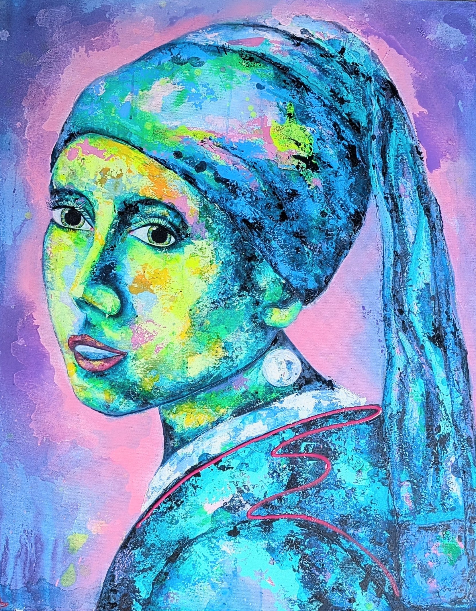 Mädchen mit dem Perlenohrring Gemälde, 100 x 80 cm