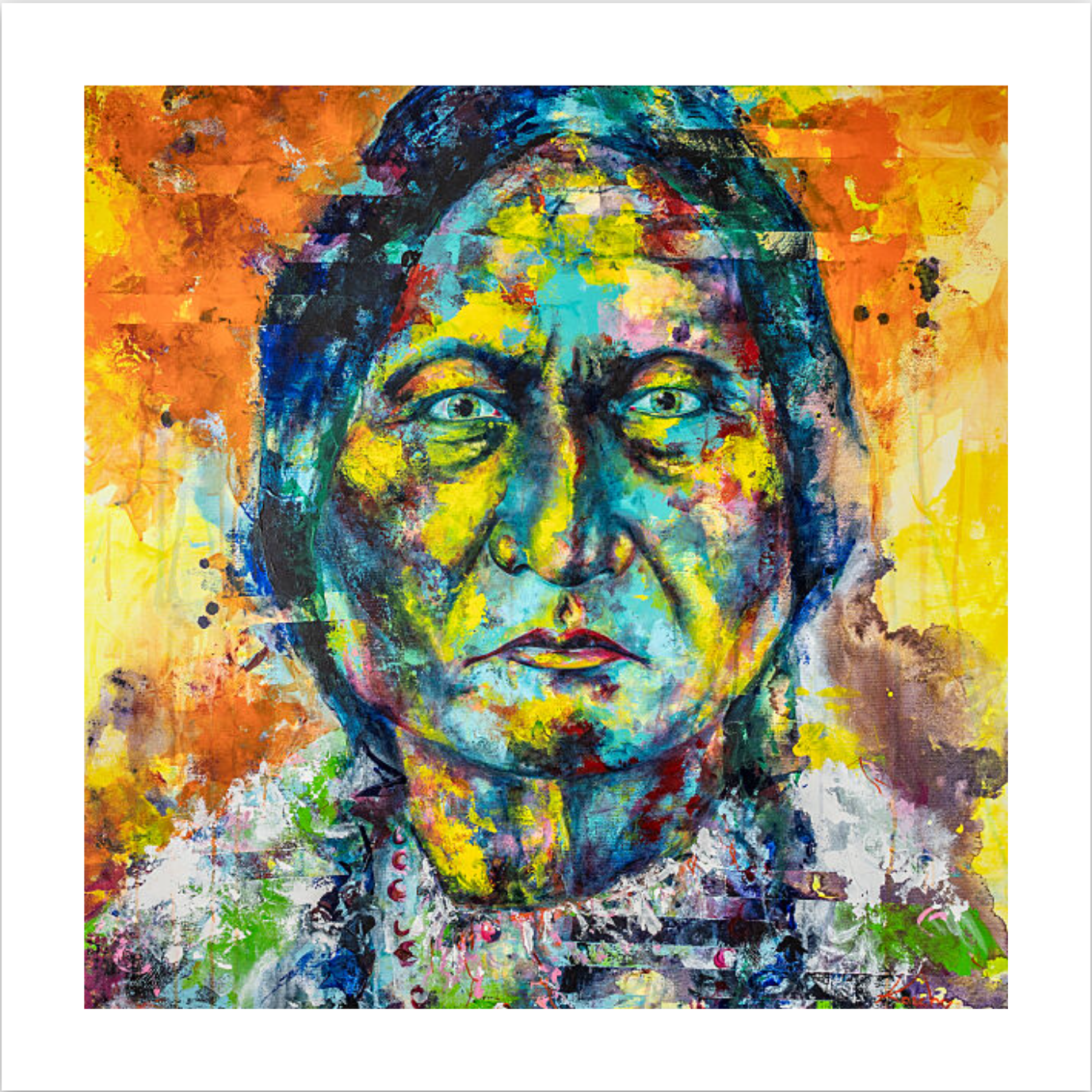 Limitierter Sitting Bull Druck, 40 x 40 cm