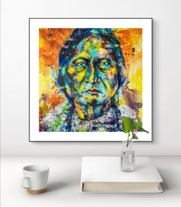 Limitierter Sitting Bull Druck, 40 x 40 cm