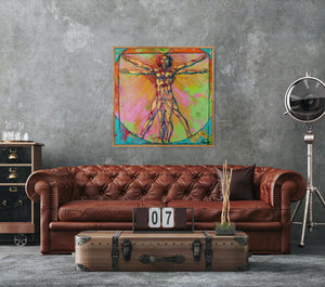 Vitruvianischer Mensch Gemälde, 100 x 100 cm